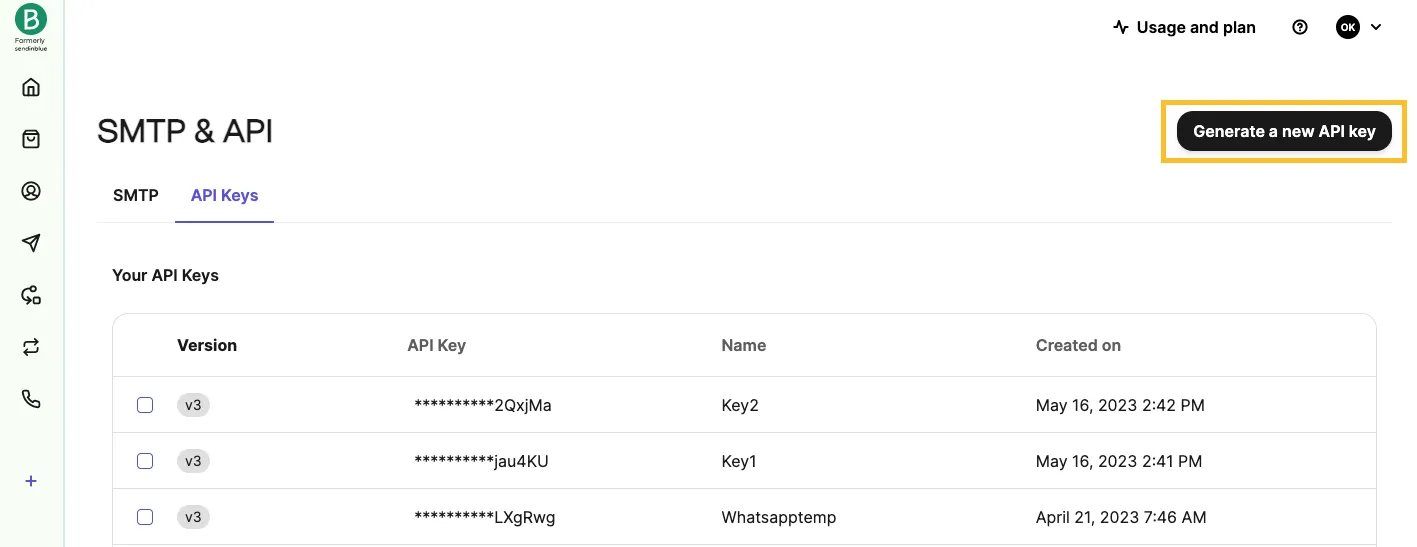 SMTP & API settings